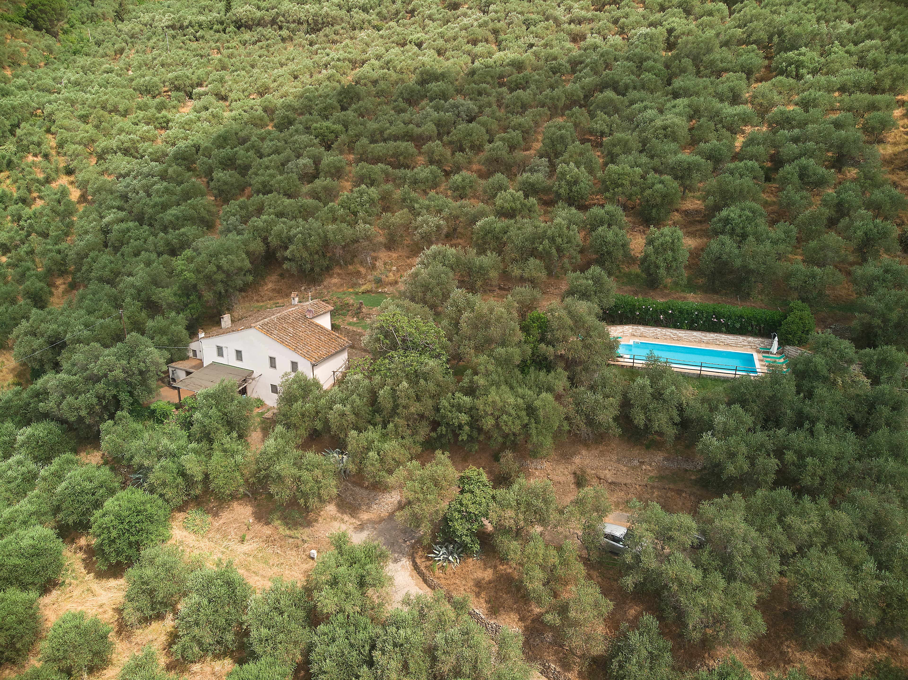 Aerial view of La Pieve estate and villas in Tuscany